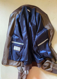 $5245 Brunello Cucinelli Herren Lederjacke Mantel DK Braun Größe XL