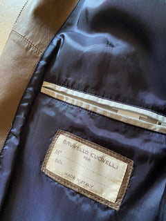 $5245 Brunello Cucinelli Herren Lederjacke Mantel DK Braun Größe XL