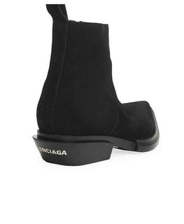 Neu $ 1090 Balenciaga Herren Santing Wildleder Westernstiefel Schuhe Schwarz 10 US/43 Eu Ita