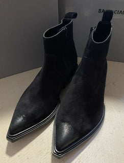 Neu $ 1090 Balenciaga Herren Santing Wildleder Westernstiefel Schuhe Schwarz 10 US/43 Eu Ita
