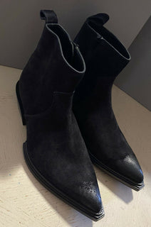 Neu $ 1090 Balenciaga Herren Santing Wildleder Westernstiefel Schuhe Schwarz 10 US/43 Eu Ita