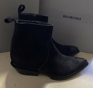 Neu $ 1090 Balenciaga Herren Santing Wildleder Westernstiefel Schuhe Schwarz 10 US/43 Eu Ita