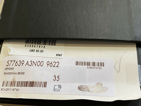 NIB  Gucci Women Leather/Wood Sandal Shoes Beige 5 US ( 35 Eu ) Italy