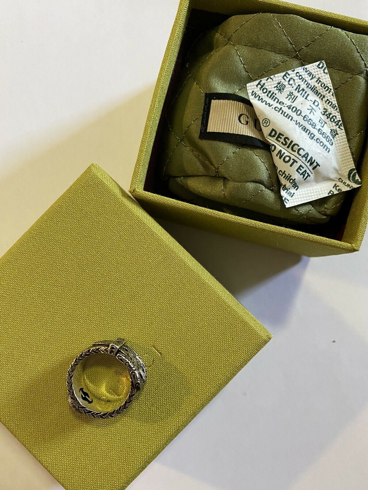 Новое подлинное серебряное садовое кольцо GUCCI Gucci, размер серебра 7,5 США (15) Италия
