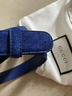 Neuer 890 $ Gucci Herren-Wildleder-GG-Gürtel Navy 110/44 Italien