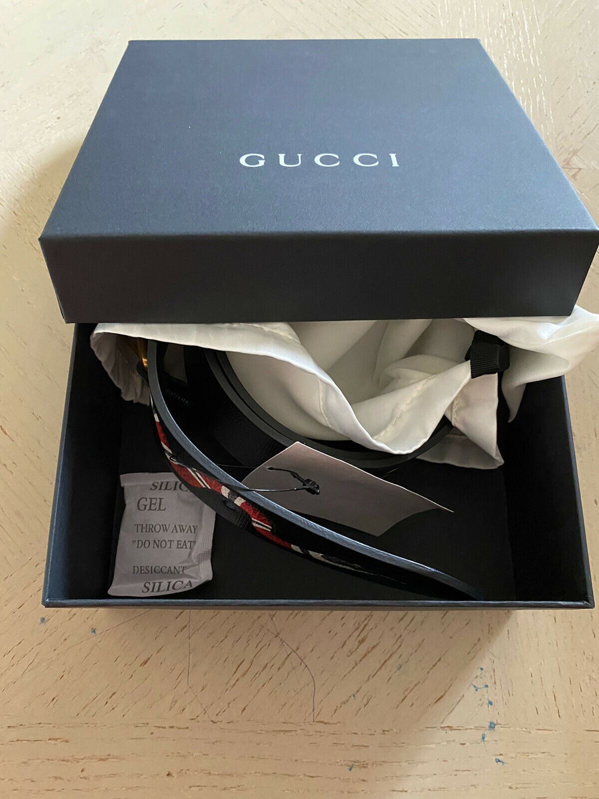 New Gucci Mens Shangal Snake Leather Black 115/46 Italy