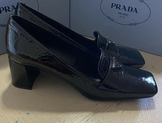 NIB 750 $ PRADA Damen-Pumps, Loafer-Schuhe aus strukturiertem Leder, Schwarz, 10,5 US/40,5 Eu