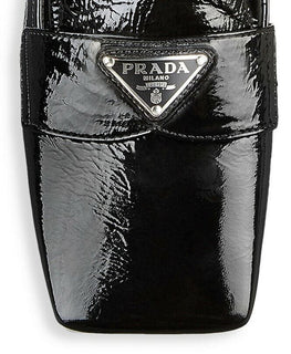 NIB 750 $ PRADA Damen-Pumps, Loafer-Schuhe aus strukturiertem Leder, Schwarz, 10,5 US/40,5 Eu