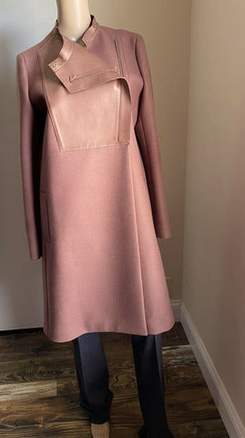 $5850 Gucci Women Wool/Leather Overcoat Coat Purple Size 12 US/46 It Italy