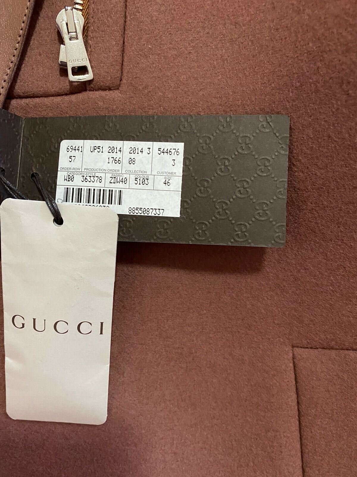 5850 $ Gucci Damen-Mantel aus Wolle/Leder, Lila, Größe 12 US/46, Italien