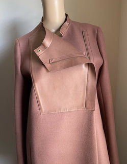 5850 $ Gucci Damen-Mantel aus Wolle/Leder, Lila, Größe 12 US/46, Italien