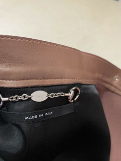 5850 $ Gucci Damen-Mantel aus Wolle/Leder, Lila, Größe 12 US/46, Italien