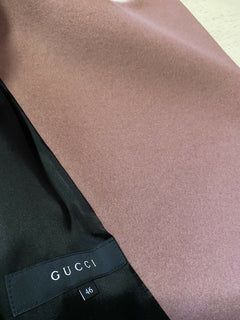 5850 $ Gucci Damen-Mantel aus Wolle/Leder, Lila, Größe 12 US/46, Italien