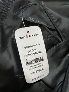 СЗТ $9895 Kiton Мужской спортивный пиджак Цвет куртки DK Серый 42R США/52R ЕС