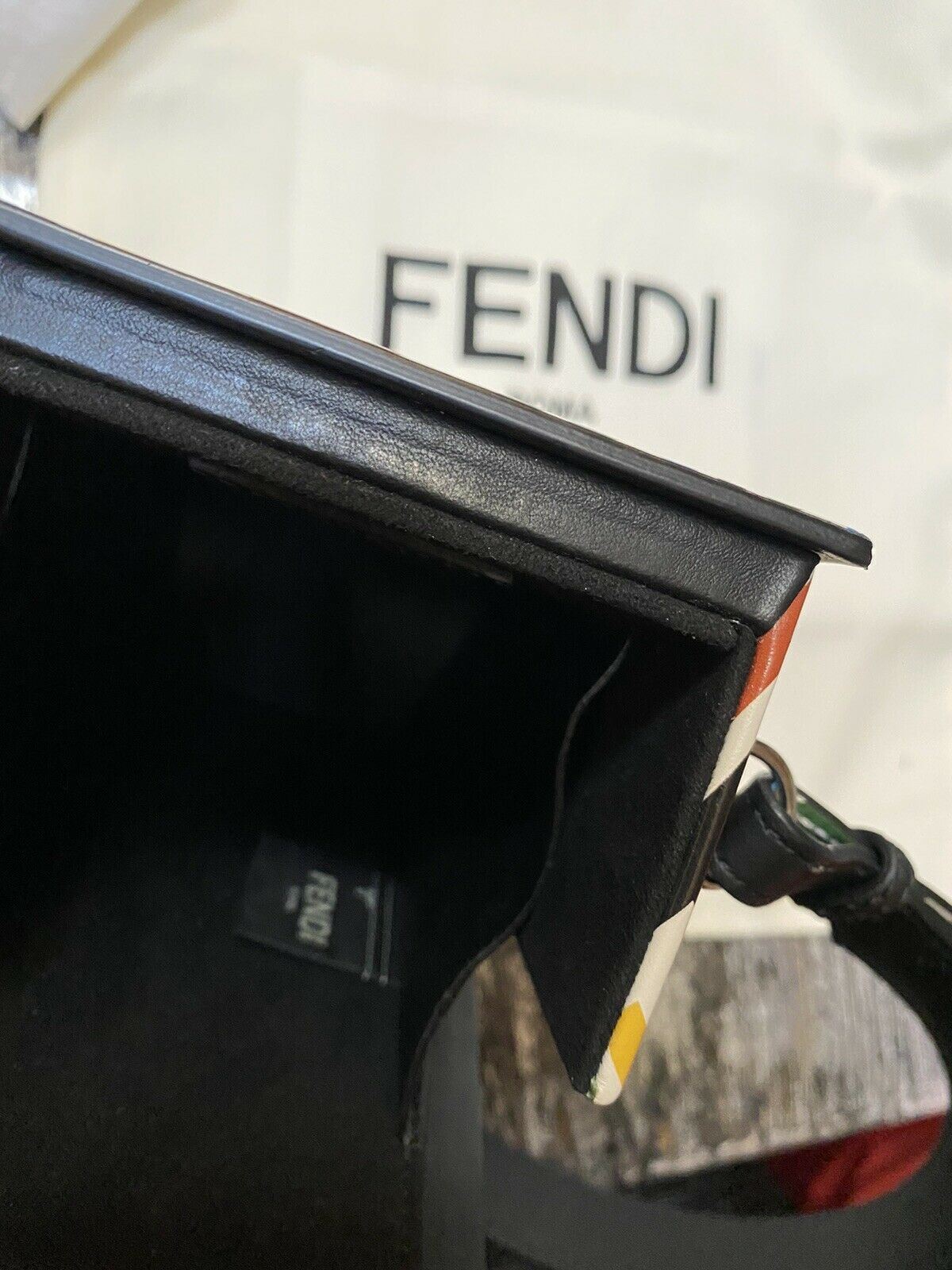 Neue Fendi Mini Logo FF Leder Umhängetasche Umhängetasche Mehrfarbig