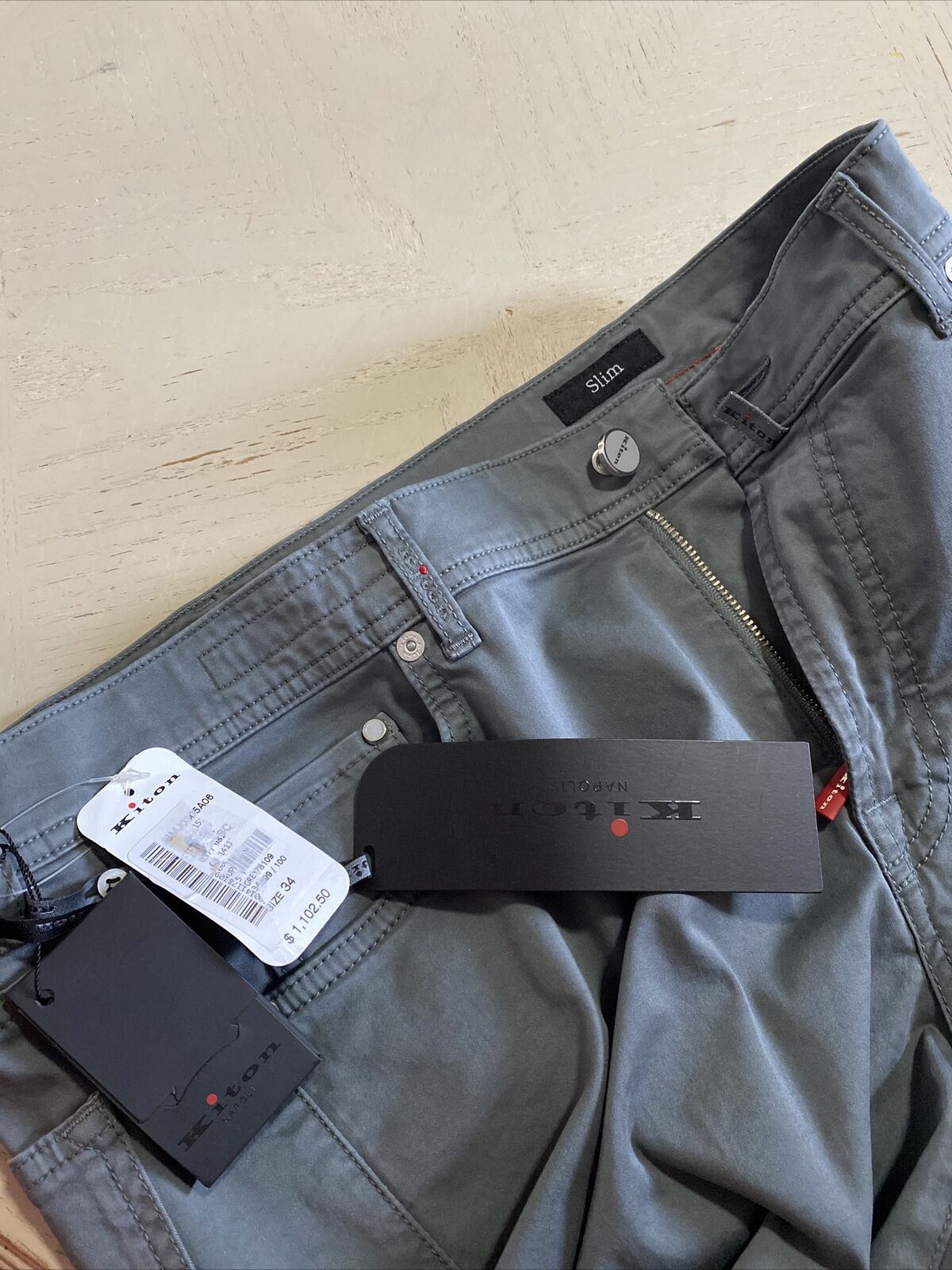 Neu mit Etikett: 1102 $ Kiton Herren Slim Fit Jeans Hose Grau 34 US (50 Eu) Italien