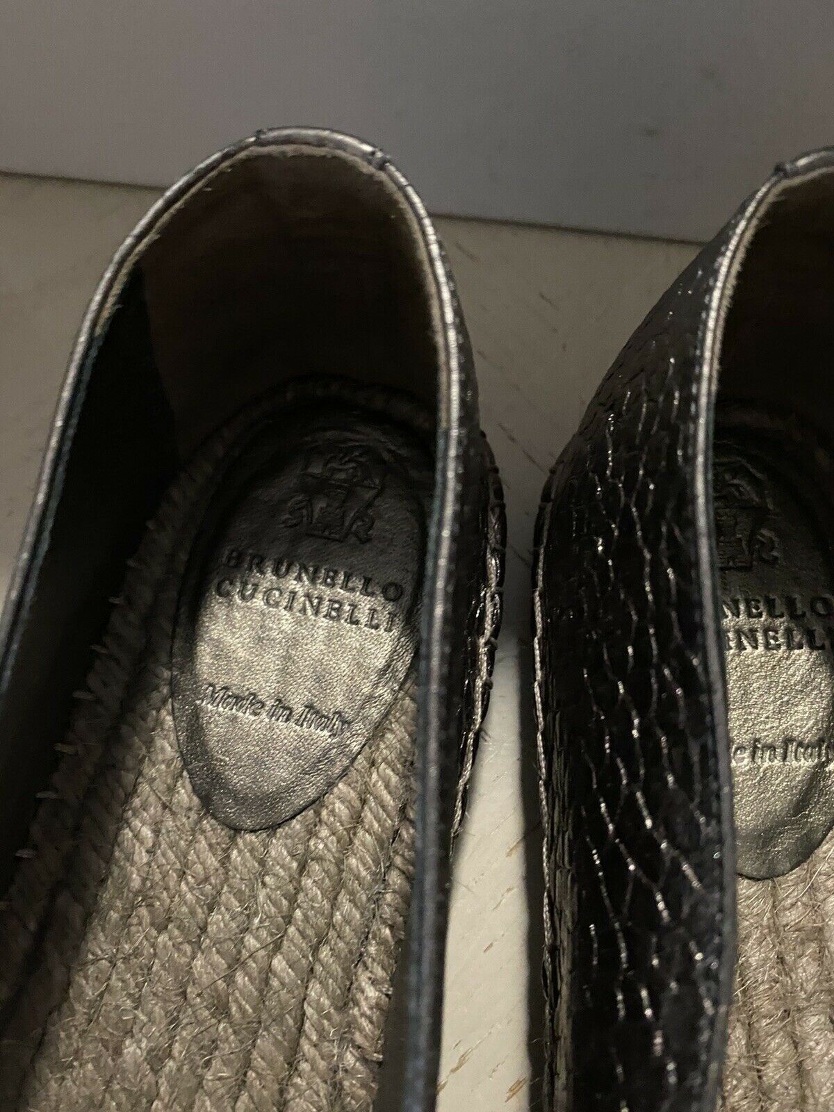 NIB 750 $ Brunello Cucinelli Damen Espadrille-Schuhe aus Leder Bronze 8 US/38 Eu