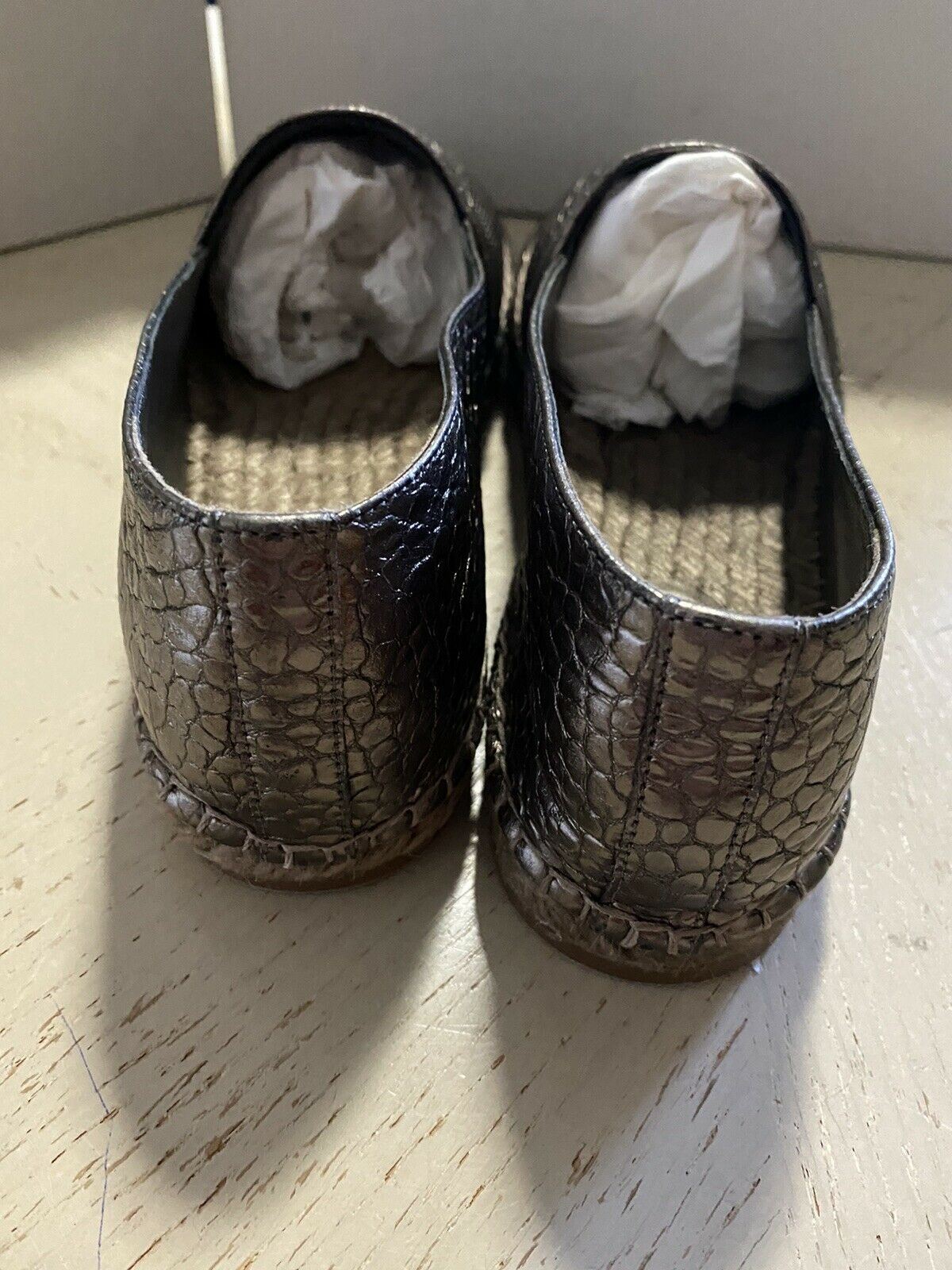 NIB 750 $ Brunello Cucinelli Damen Espadrille-Schuhe aus Leder Bronze 8 US/38 Eu