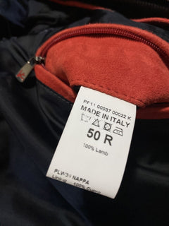 Neue 5750 $ Isaia Leder-Daunen-Pufferjacke, Weste, Mantel, Marineblau, 40 US/50 Eu