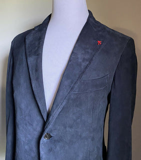 Neu mit Etikett: 4995 $ Isaia Herren-Blazer aus Seiden-Wildleder, Sportmantel, Marineblau, 44R US/54R Eu