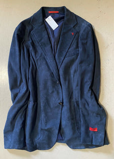 Neu mit Etikett: 4995 $ Isaia Herren-Blazer aus Seiden-Wildleder, Sportmantel, Marineblau, 44R US/54R Eu