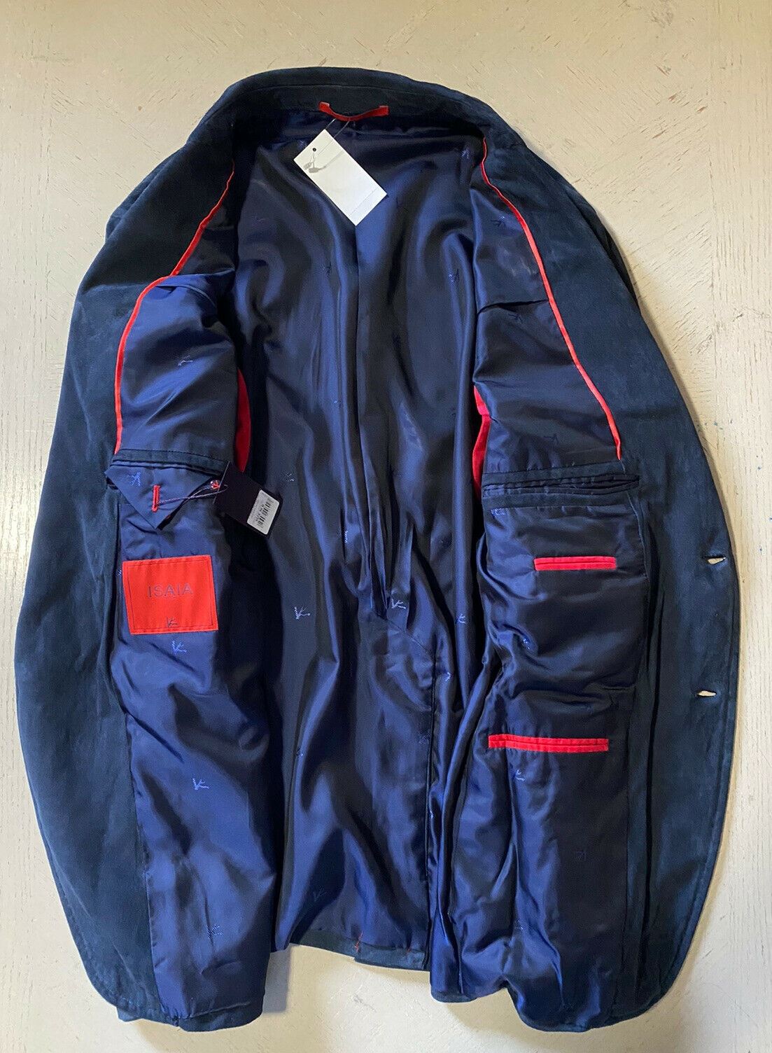 NWT $4995 Isaia Men Silk Suede Blazer Jacket Sport Coat Navy 44R US/54R Eu