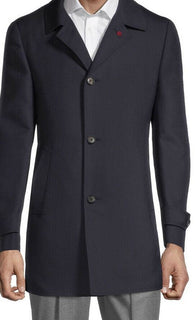 Neu mit Etikett: 3995 $ Isaia Herren-Einreiher-Blazer-Jackenmantel, Marineblau, 44R US/54R Eu