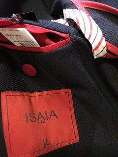 Neu mit Etikett: 3995 $ Isaia Herren-Einreiher-Blazer-Jackenmantel, Marineblau, 44R US/54R Eu