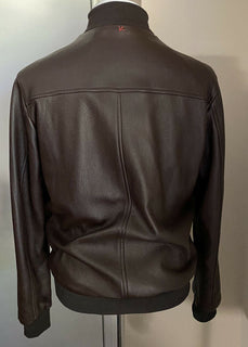 Neuer 5500 $ Isaia Leder Bomberjacke Mantel Braun 44 US/54 Eu Italien