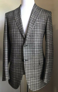 Neu mit Etikett: 5900 $ Brioni Herren Glen Plaid Sportcoat Blazer Jacke Grau/Schwarz 40R US/50R Eu