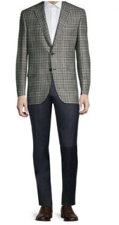 Neu mit Etikett: 5900 $ Brioni Herren Glen Plaid Sportcoat Blazer Jacke Grau/Schwarz 40R US/50R Eu