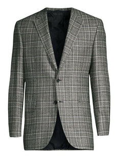 Neu mit Etikett: 5900 $ Brioni Herren Glen Plaid Sportcoat Blazer Jacke Grau/Schwarz 40R US/50R Eu