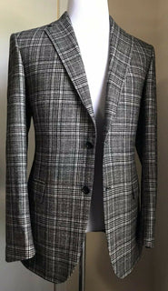 Neu mit Etikett: 5900 $ Brioni Herren Glen Plaid Sportcoat Blazer Jacke Grau/Schwarz 40R US/50R Eu
