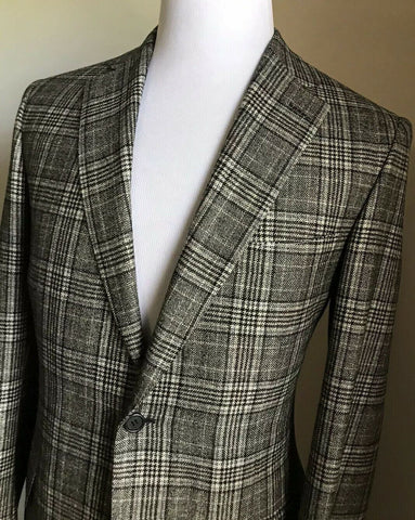 Neu mit Etikett: 5900 $ Brioni Herren Glen Plaid Sportcoat Blazer Jacke Grau/Schwarz 40R US/50R Eu