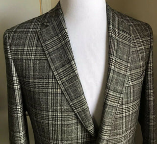 Neu mit Etikett: 5900 $ Brioni Herren Glen Plaid Sportcoat Blazer Jacke Grau/Schwarz 40R US/50R Eu