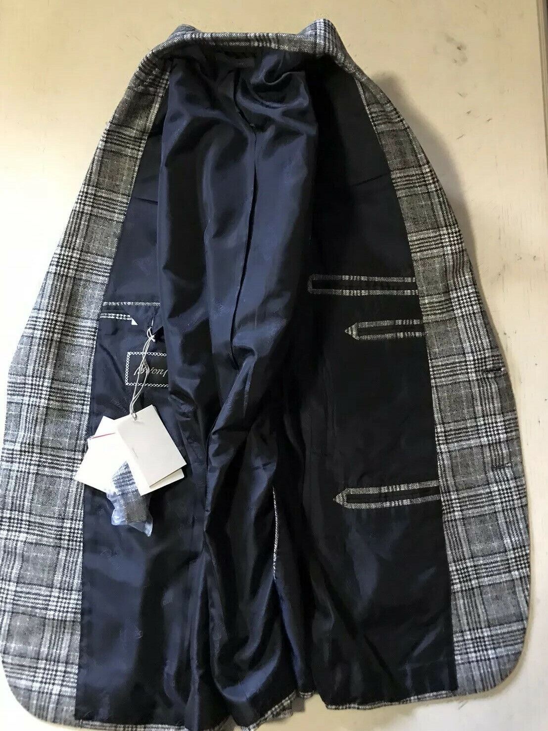 NWT $5900 Brioni Men Glen Спортивный пиджак в клетку Серый/черный 40R США/50R ЕС