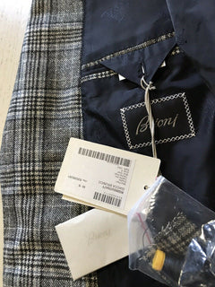 Neu mit Etikett: 5900 $ Brioni Herren Glen Plaid Sportcoat Blazer Jacke Grau/Schwarz 40R US/50R Eu