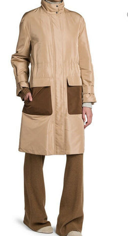 New $4925 Loro Piana Women Derog Wind Hooded Anorak Coat Beige 44/10