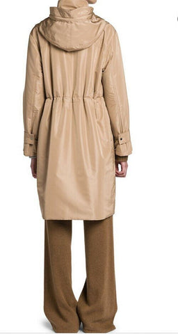 New $4925 Loro Piana Women Derog Wind Hooded Anorak Coat Beige 44/10