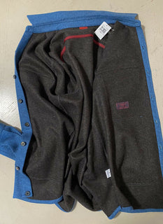 Neu mit Etikett: 1350 $ Isaia Langarm-Kaschmirpullover-Hemdjacke, Blau, Größe SM