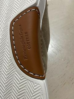Neue $850 Ermenegildo Zegna Couture Wildleder/Leder Sneakers Schuhe LT Brown 11 US