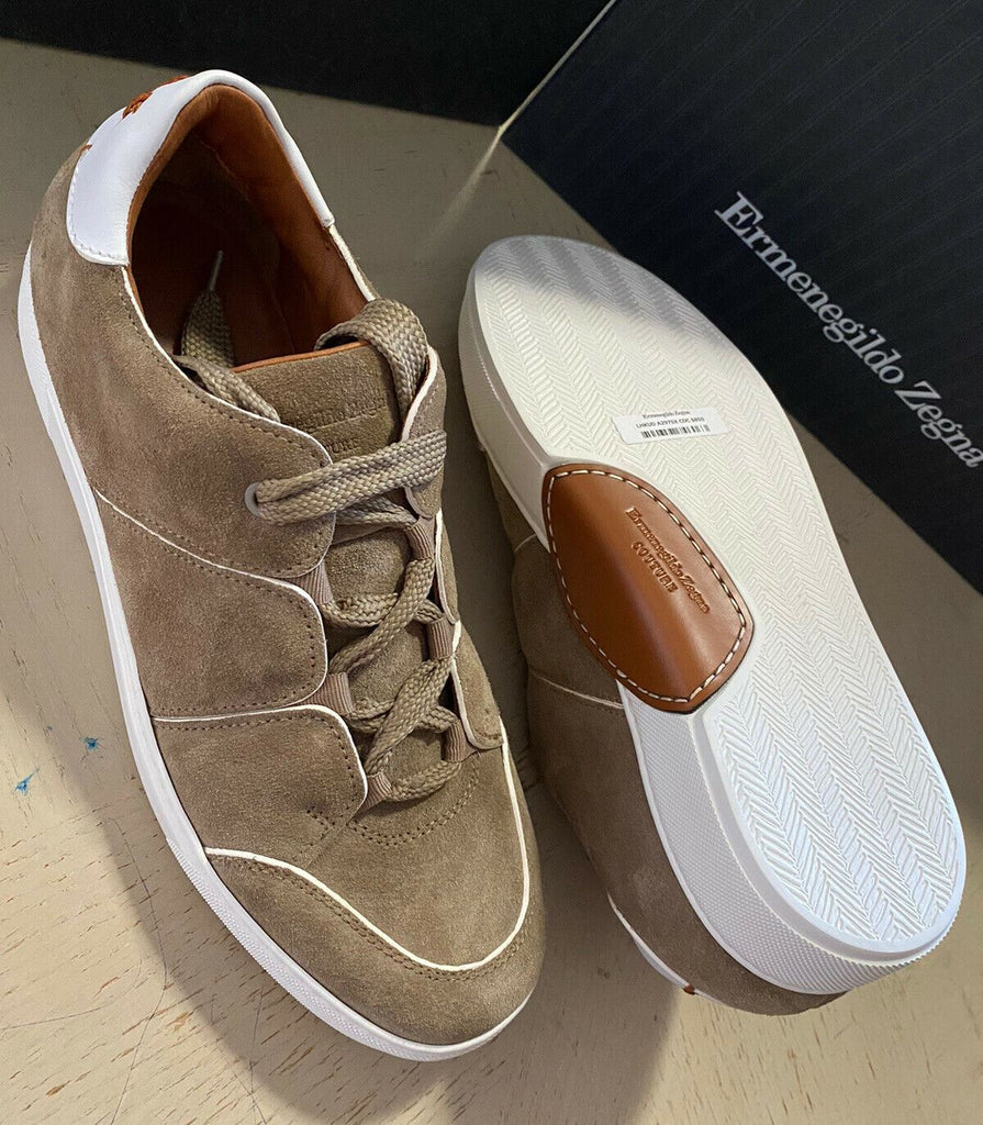 New $850 Ermenegildo Zegna Couture Suede/Leather Sneakers Shoes LT Brown 9 US