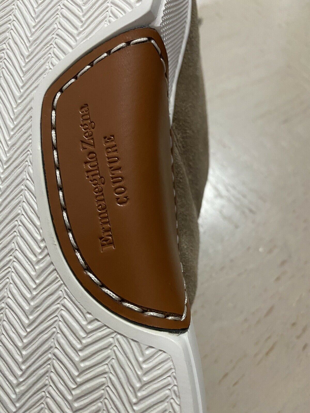 Neue $850 Ermenegildo Zegna Couture Wildleder/Leder Sneakers Schuhe LT Brown 9 US