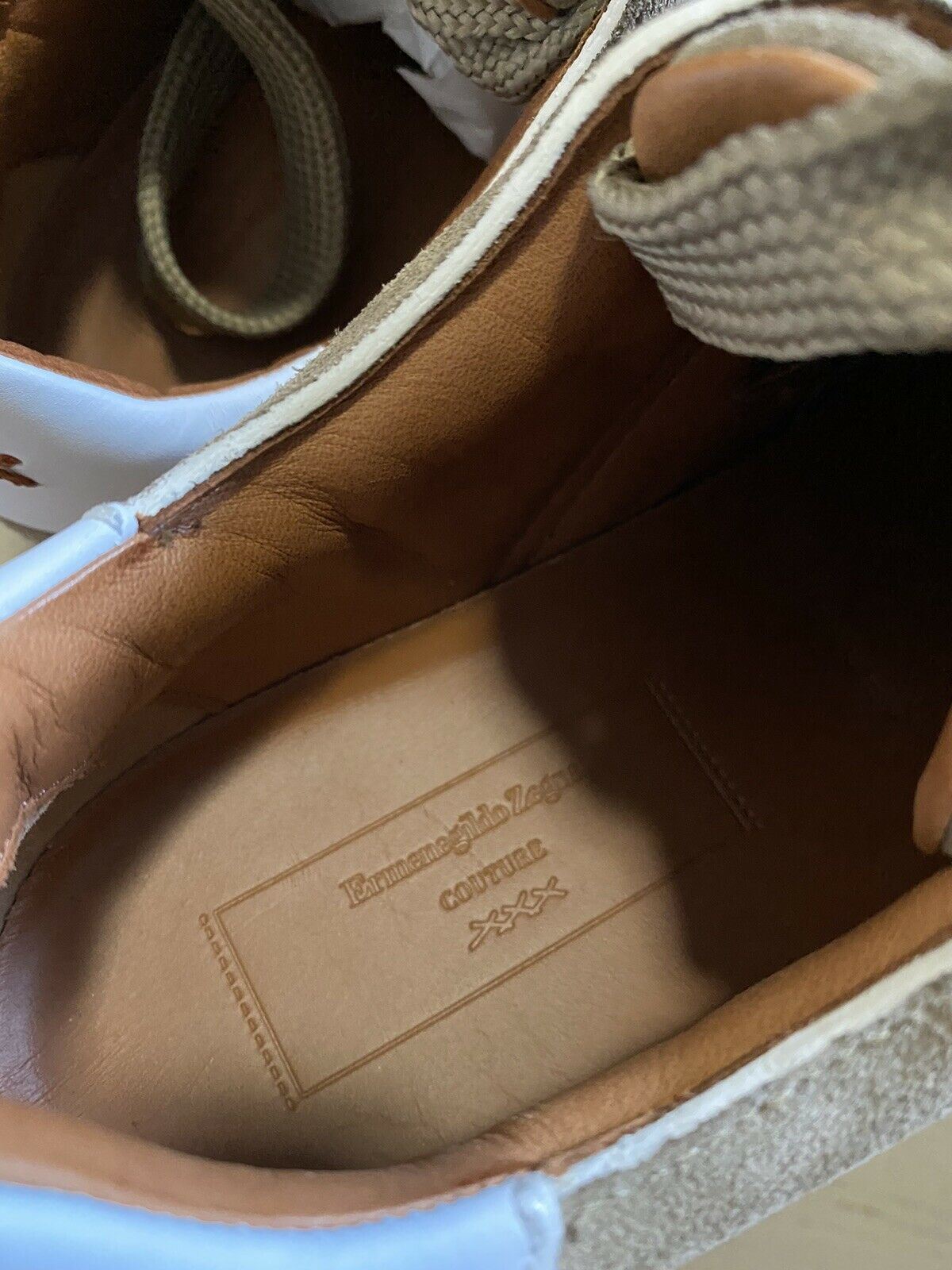 Neue $850 Ermenegildo Zegna Couture Wildleder/Leder Sneakers Schuhe LT Brown 13 US