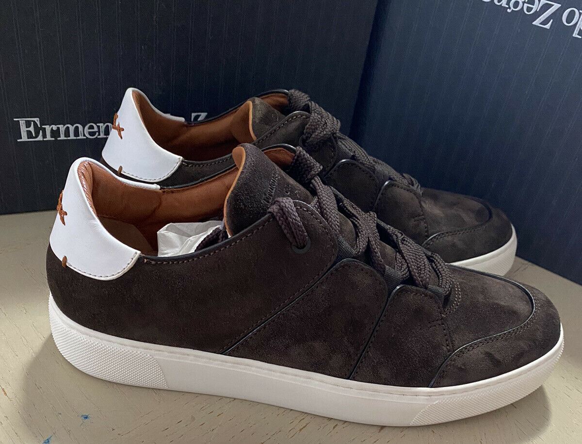 New $850 Ermenegildo Zegna Couture Suede/Leather Sneakers Shoes Dark Brown 11 US