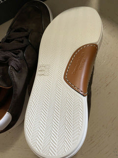 Neue $850 Ermenegildo Zegna Couture Wildleder/Leder Sneakers Schuhe Dunkelbraun 11 US