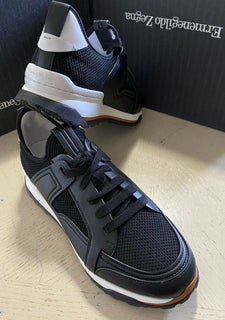 Neue 775 $ Ermenegildo Zegna Leder Sneakers Schuhe Schwarz 11 US Italien