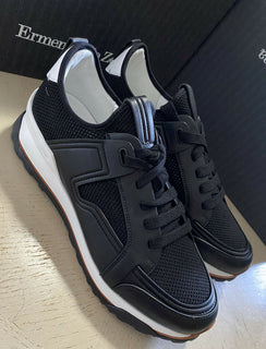 Neue 775 $ Ermenegildo Zegna Leder Sneakers Schuhe Schwarz 11 US Italien