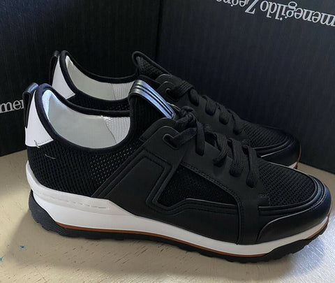 New $775 Ermenegildo Zegna Leather Sneakers Shoes Black 11 US Italy