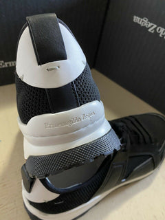 Neue 775 $ Ermenegildo Zegna Leder Sneakers Schuhe Schwarz 11 US Italien